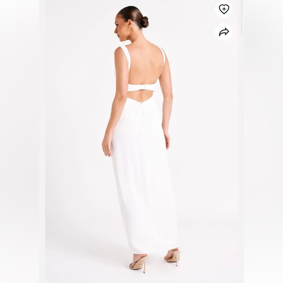 Verana Backless Satin Maxi Dress - White - Picture 3 of 6